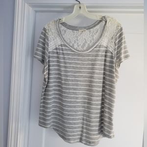 Maison Jules, XXL, short sleeve t shirt with lace trim